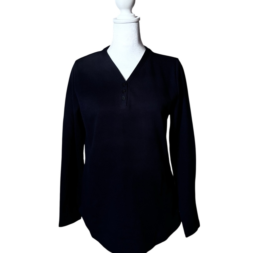 Elegant Blue Long Sleeve V-Neck Top
